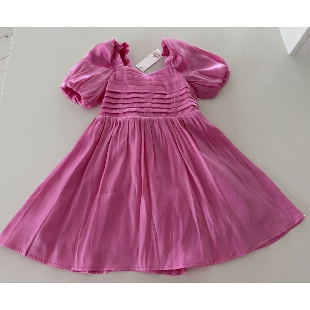 Gianni Bini Girls dress NWT Puff Sleeve Dress Size 5T pink back tie formal cute